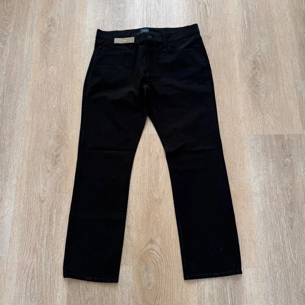 J.Crew 770 Straight-Fit Tech Pant Mens 34x30 Black Stretch 5-Pocket BW477 NWT